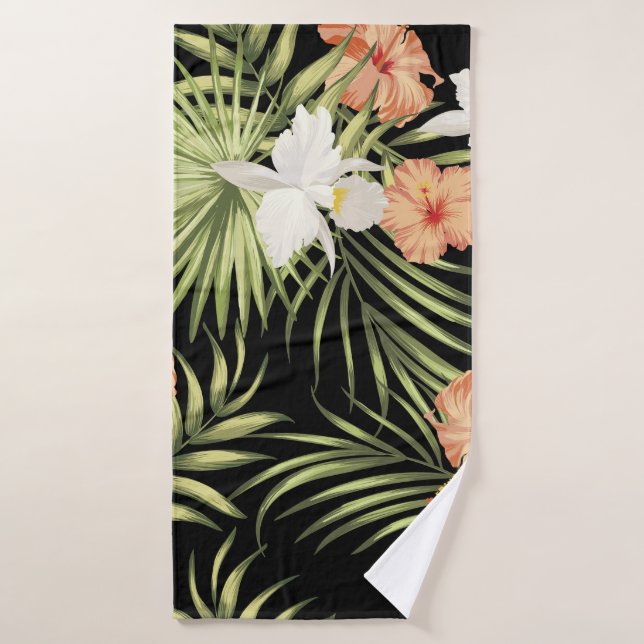 Tropical Hibiscus: Vintage Floral Pattern Bath Towel (Bath Towel)