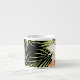 Tropical Hibiscus: Vintage Floral Pattern Espresso Cup