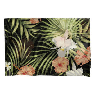 Tropical Hibiscus: Vintage Floral Pattern Pillowcase
