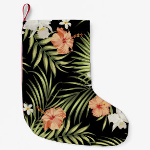 Tropical Hibiscus: Vintage Floral Pattern Small Christmas Stocking