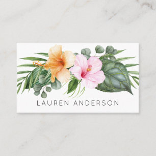 Tropical Hibiscus Watercolor Floral Business Card