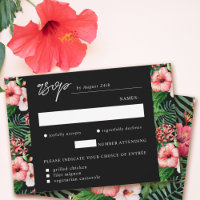 Tropical Hibiscus Watercolor Meal Choice Wedding