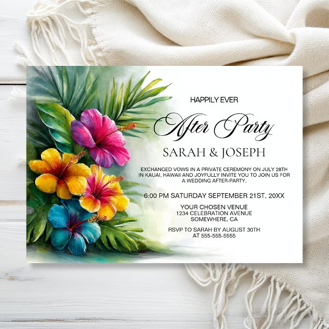 Tropical Hibiscus Wedding After Party Invitation (Creator Uploaded)