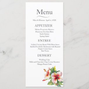 Tropical Hibiscus Wedding Menu