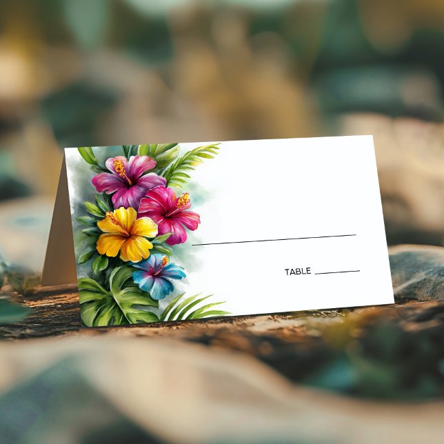 Tropical Hibiscus Wedding Place Card (Creator Uploaded)