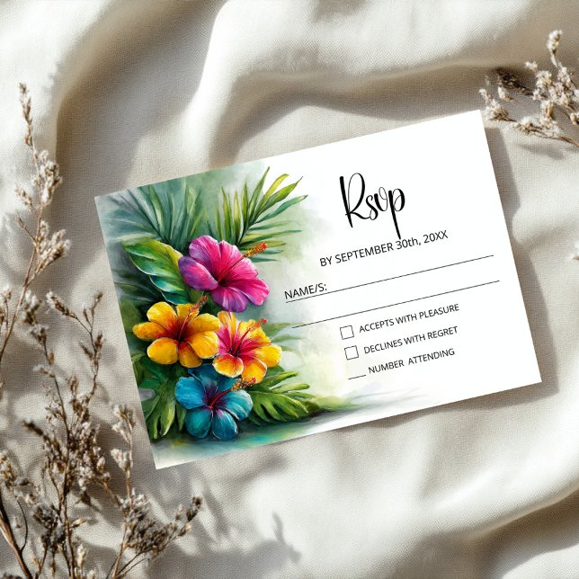 Tropical Hibiscus Wedding RSVP (Creator Uploaded)