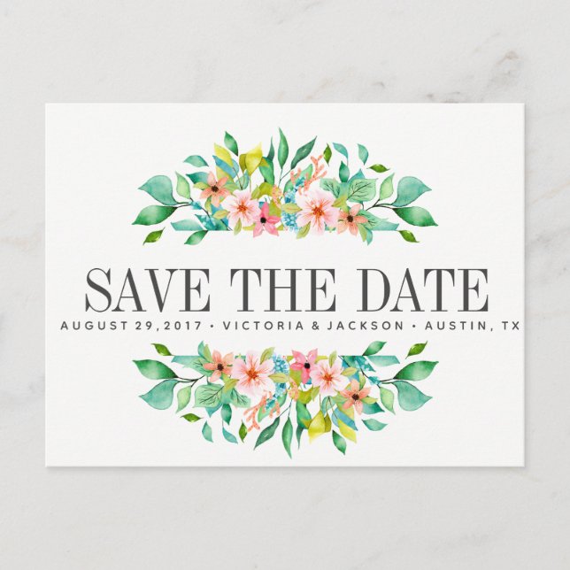 Tropical Hibiscus | WEDDING save the date Announcement Postcard (Front)