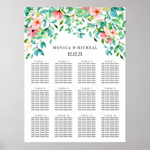 Tropical Hibiscus Wedding Seating Chart
