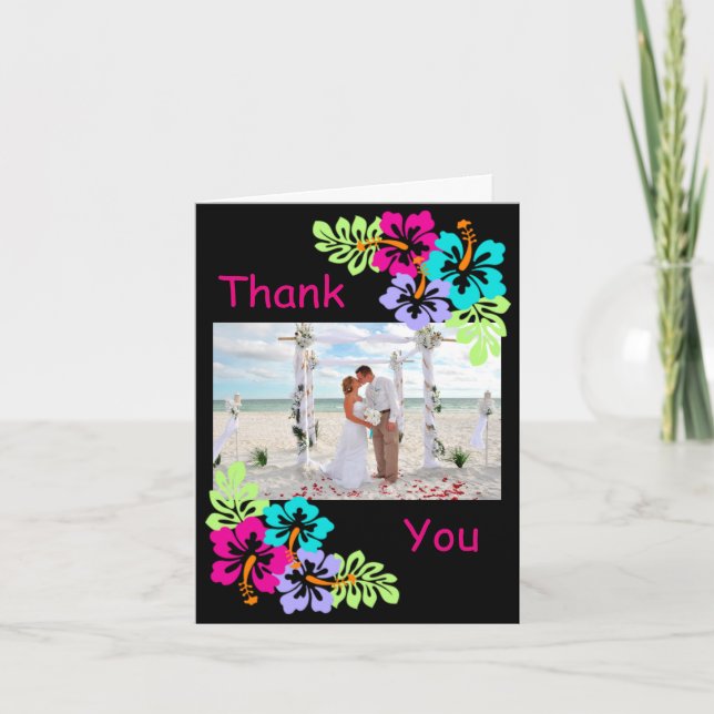 Tropical Hibiscus - Wedding Thank You Note Card (Front)