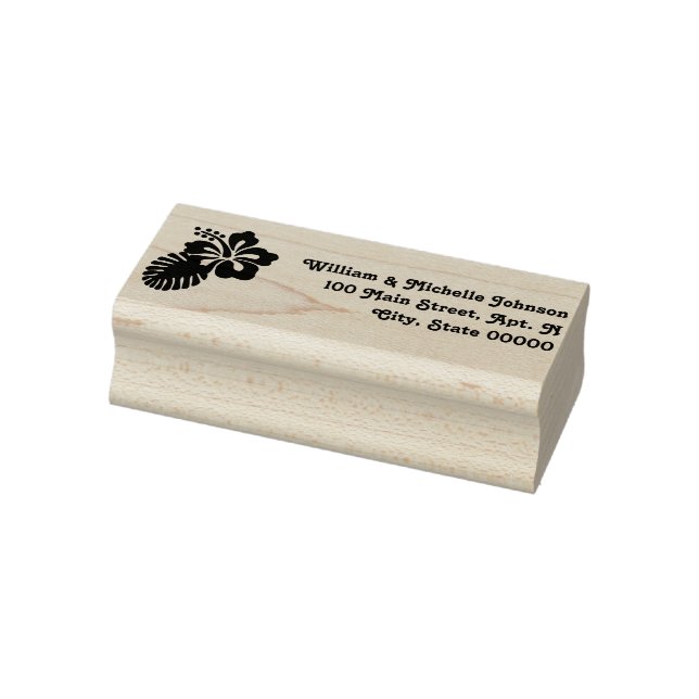 Tropical Hibiscus Wooden Address Stamp (Stamp)