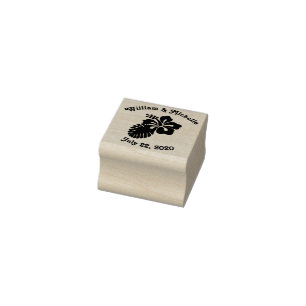 Tropical Hibiscus Wooden Announcement Stamp