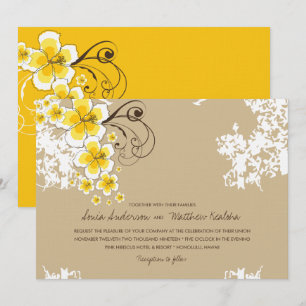 Tropical Hibiscus Yellow Luau Beach Wedding Invite