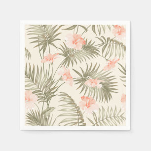 Tropical Hisbiscus Palm Tree Pattern Napkin