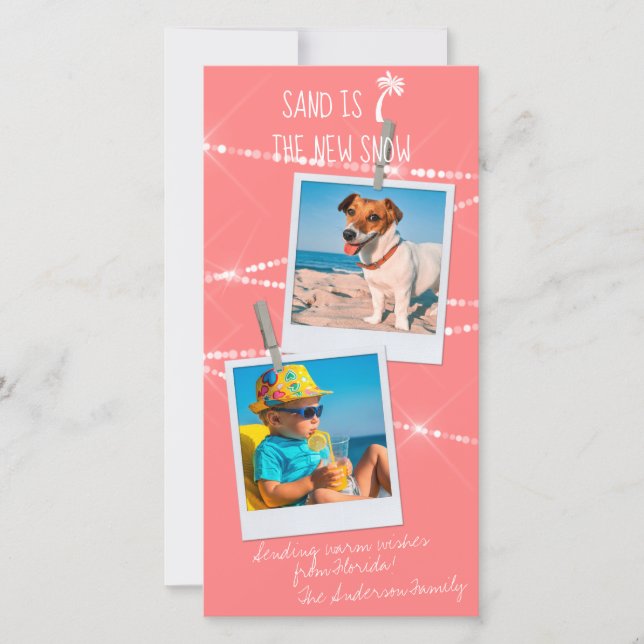 Tropical Holiday 2-Photo Sand is the New Snow Card (Front)