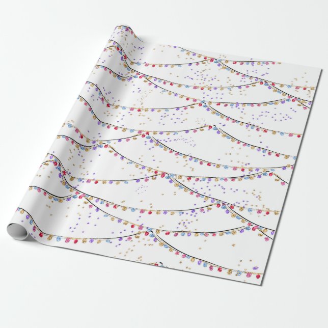 Tropical Holiday Christmas Wrapping Paper (Unrolled)