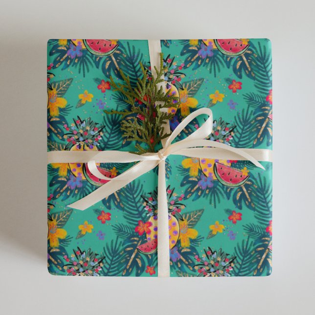 Tropical Holiday Christmas Wrapping Paper Sheets (Creator Uploaded)