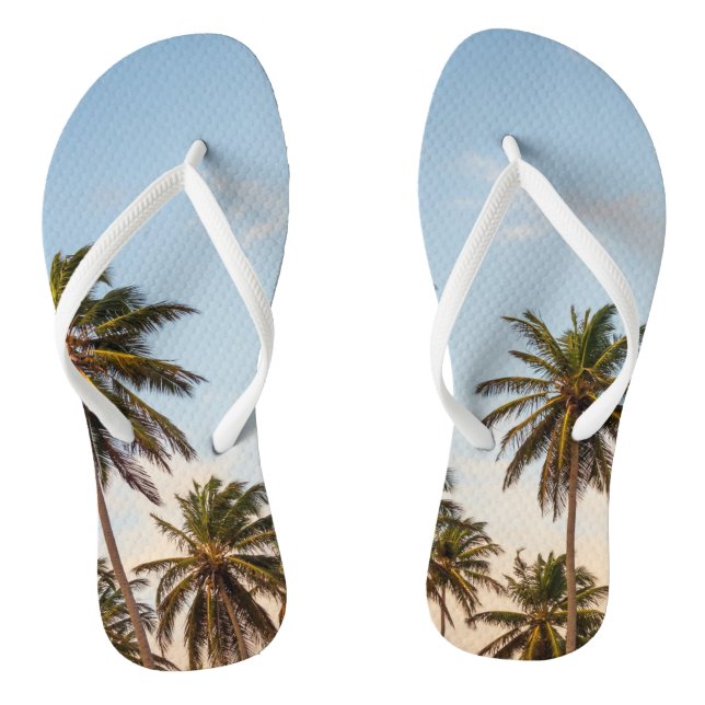 Tropical Holiday Palm Trees Flip Flops (Footbed)