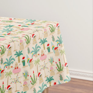 Tropical Holiday Vibes Christmas Pattern Tablecloth
