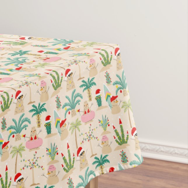 Tropical Holiday Vibes Christmas Pattern Tablecloth (In Situ)