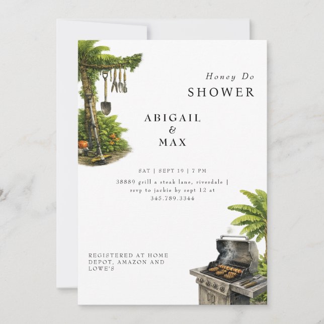 Tropical Honey Do Couples Tools Shower Invitation (Front)