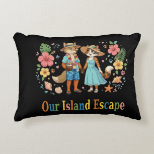 Tropical Honeymoon Animal Couple Beach Decorative Cushion
