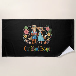 Tropical Honeymoon Animal Couple Beach Towel