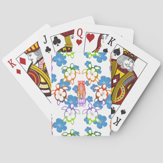 Tropical Honu And Tikis Playing Cards (Back)