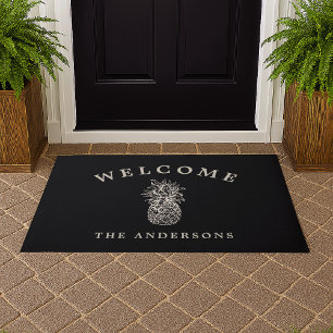Tropical Hospitality   Pineapple Personalised Doormat