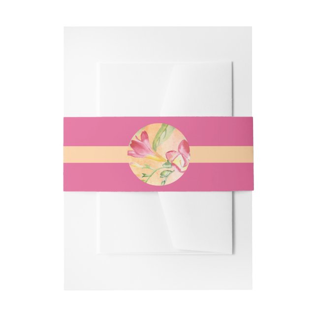 Tropical Hot Colour Freesia Invitation Belly Band (Front Example)
