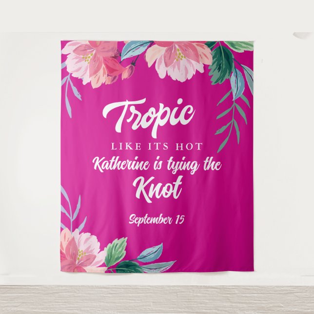 Tropical hot pink Bachelorette party Tapestry (Front)