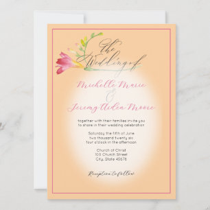 Tropical Hot Pink Freesia Invitation