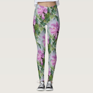 TROPICAL HOT PINK ORCHID   FLORAL LEGGINGS