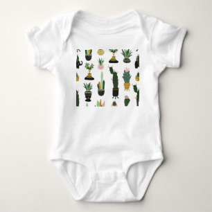 Tropical House Plants Illustration Baby Bodysuit