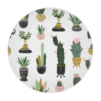 Tropical House Plants Illustration Cutting Board