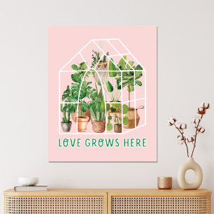 Tropical Houseplant Greenhouse on Canvas Print