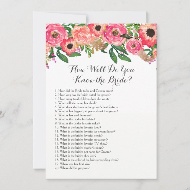 Tropical How well do you know the bride? Invitation (Front)