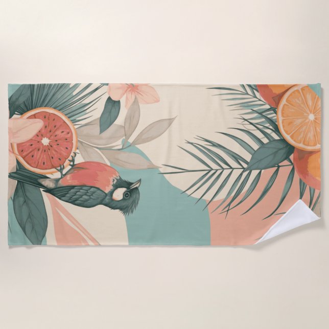 Tropical Humming Bird Beach Towel (Front)