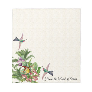 Tropical Hummingbird Birds Orchid Flowers Notepad