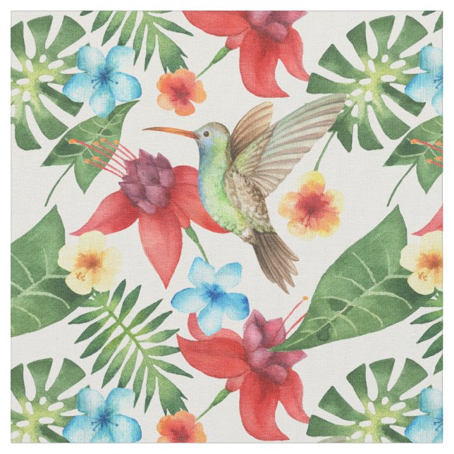 Tropical Hummingbird Fabric (Close Up)