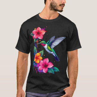 Tropical Hummingbird Floral T-Shirt