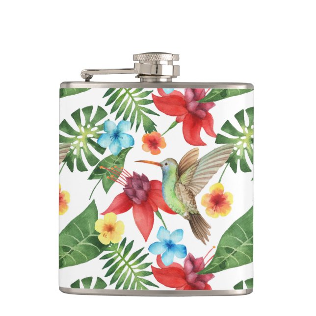 Tropical Hummingbird Hip Flask (Front)