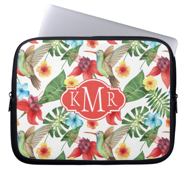 Tropical Hummingbird | Monogram Laptop Sleeve (Front)