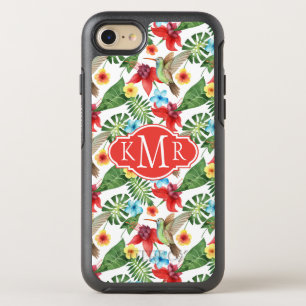 Tropical Hummingbird   Monogram OtterBox Symmetry iPhone 8/7 Case