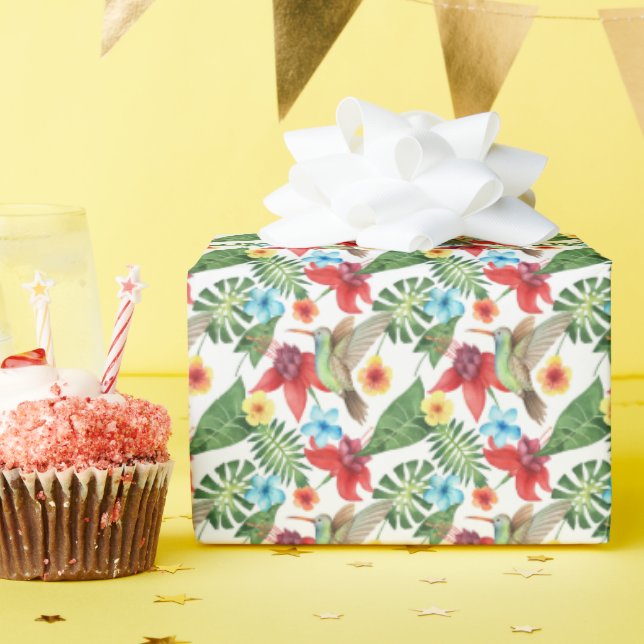 Tropical Hummingbird Wrapping Paper (Birthday Party)