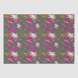 Tropical Hummingbirds and Flowers Pattern Tissue Paper