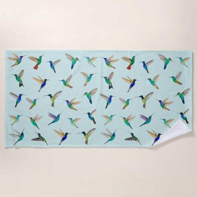 Tropical Hummingbirds Beach Towel (Front)