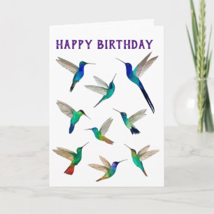 Tropical Hummingbirds Birthday Card
