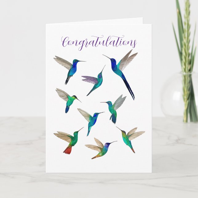 Tropical Hummingbirds Congratulations  Card (Front)