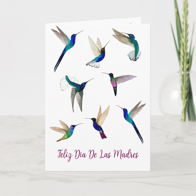 Tropical Hummingbirds Feliz Dia De Las Madres Card (Front)