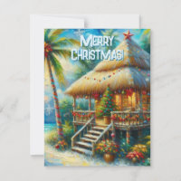 Tropical Hut Christmas Palm Tree Beach Lights 